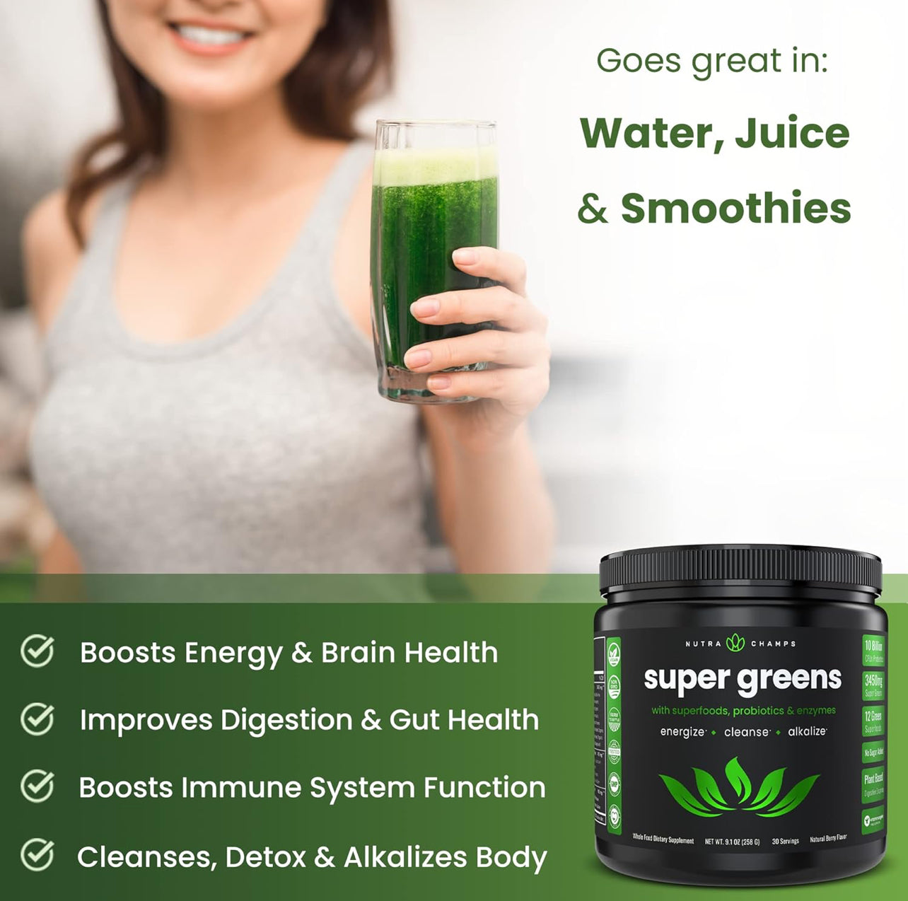 Super Greens Powder| 20+ Organic Green Veggie Whole Foods