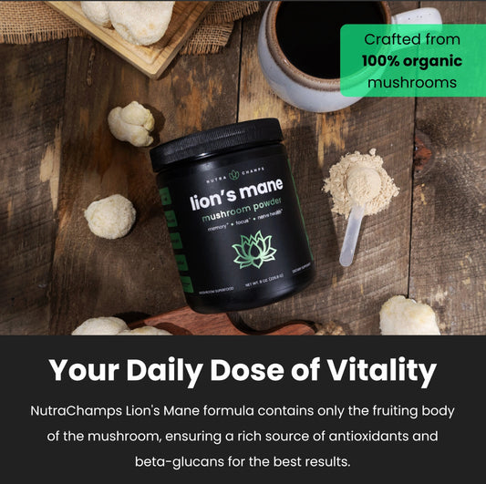 Lion's Mane Mushroom Powder For Memory, Focus, Immune Support