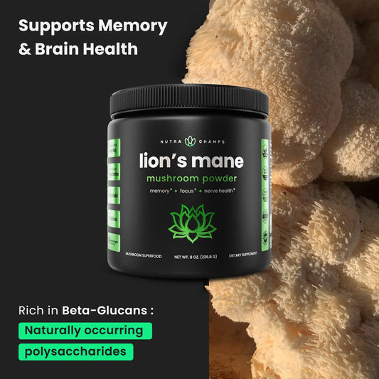 Lion's Mane Mushroom Powder For Memory, Focus, Immune Support